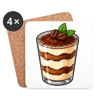 Tiramisu im Glas Kaffeecreme - Untersetzer (4er-Set) - Weiß - Vorne