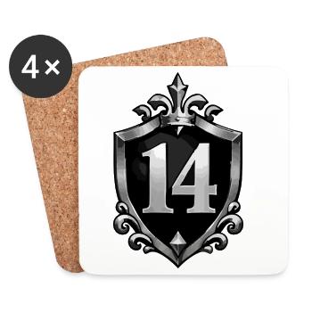 14 Heraldik Schild Metallisch - Untersetzer (4er-Set) - Weiß - Vorne