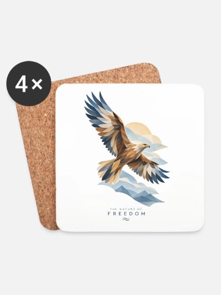Der Adler der Freiheit über dem Berg – Die Natur der Freiheit - Untersetzer (4er-Set) - Weiß
