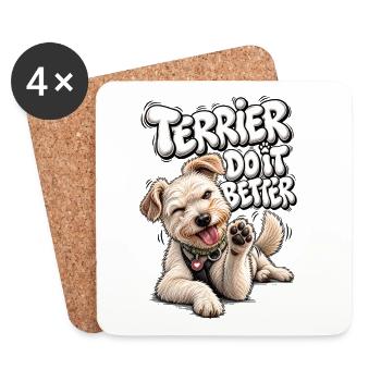 Terrier Do It Better Spruch - Untersetzer (4er-Set) - Weiß - Vorne