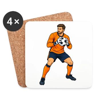 Fußball-Torwartfang - Untersetzer (4er-Set) - Weiß - Vorne