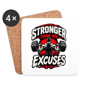 Stärker als meine Ausreden – Fitnessstudio-Motivation - Untersetzer (4er-Set) - Weiß - Vorne