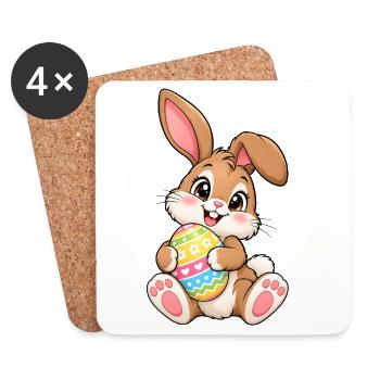 Osterhase Kawaii Style – Süßes Ostermotiv - Untersetzer (4er-Set) - Weiß - Vorne