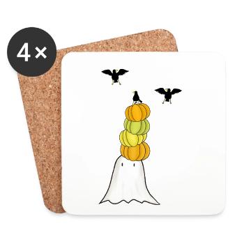Geist mit Kürbis-Turm - Untersetzer (4er-Set) - Weiß - Vorne