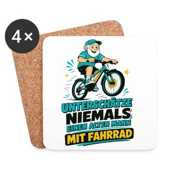 Unterschätze NIEMALS alten Mann mit Fahrrad - Untersetzer (4er-Set) - Weiß - Vorne