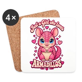 Just a Girl Who Loves Armadillos  Pink Valentine - Untersetzer (4er-Set) - Weiß - Vorne