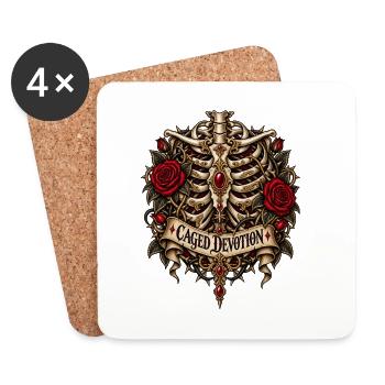 Caged Devotion Skelett-Wappen - Untersetzer (4er-Set) - Weiß - Vorne
