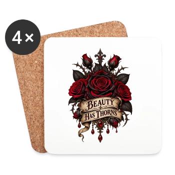 Schönheit hat Dornen: Rotes Rosen-Emblem - Untersetzer (4er-Set) - Weiß - Vorne