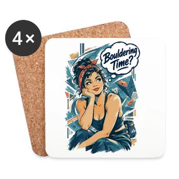 Retro Pin-Up Bouldering Time Klettern Design - Untersetzer (4er-Set) - Weiß - Vorne