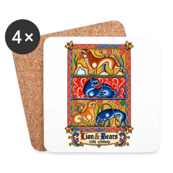 Löwe & Bären (13. Jahrhundert) - Untersetzer (4er-Set) - Weiß - Vorne