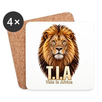 Afrika-Löwe T.I.A Motif - Untersetzer (4er-Set) - Weiß - Vorne