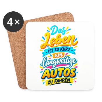 Das Leben ist zu kurz für langweilige Autos - Untersetzer (4er-Set) - Weiß - Vorne