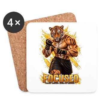 Tiger FOCUSED EP | Kraft und Konzentration - Untersetzer (4er-Set) - Weiß - Vorne