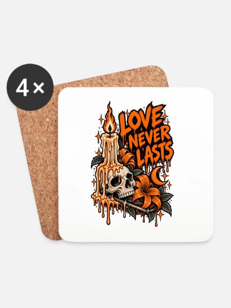 Love Never Dies Gothic Skull - Untersetzer (4er-Set) - Weiß