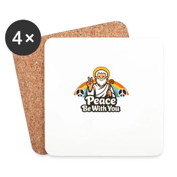 Frieden Sei Mit Dir Cartoon Logo - Untersetzer (4er-Set) - Weiß - Vorne