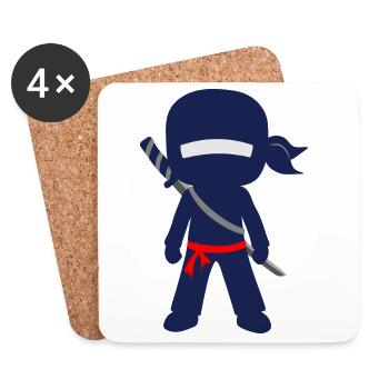 Ninja mit Schwert und Bandana - Untersetzer (4er-Set) - Weiß - Vorne