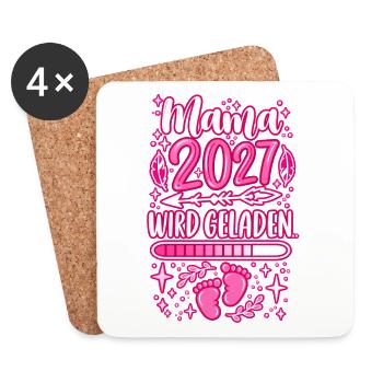 Mama 2027 wird geladen - Untersetzer (4er-Set) - Weiß - Vorne