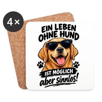 Sonnenbrillen-Hund: Ist Möglich aber sinnlos - Untersetzer (4er-Set) - Weiß - Vorne