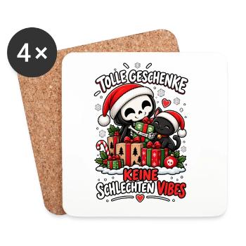 Süße Skelette feiern Geschenkfreude - Untersetzer (4er-Set) - Weiß - Vorne