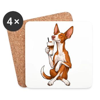 Podenco Ibicenco mit Latte Macchiato - Untersetzer (4er-Set) - Weiß - Vorne