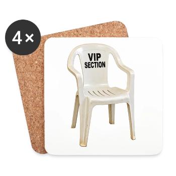 VIP Section – Plastikstuhl mit Größenwahn - Untersetzer (4er-Set) - Weiß - Vorne