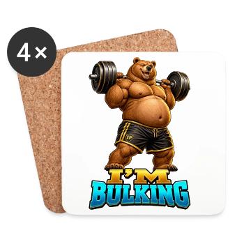 Muscular Bear I'M BULK – Fitness-Stimmung - Untersetzer (4er-Set) - Weiß - Vorne