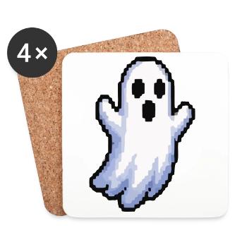 Geister-Pixel: Verspielter Schatten - Untersetzer (4er-Set) - Weiß - Vorne