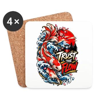 Koi-Fluss Vertraue der Welle - Untersetzer (4er-Set) - Weiß - Vorne