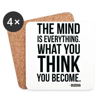 Buddha Mind Is Everything Zitattypografie - Untersetzer (4er-Set) - Weiß - Vorne