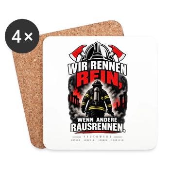 Feuerwehr - Wir rennen rein - Untersetzer (4er-Set) - Weiß - Vorne