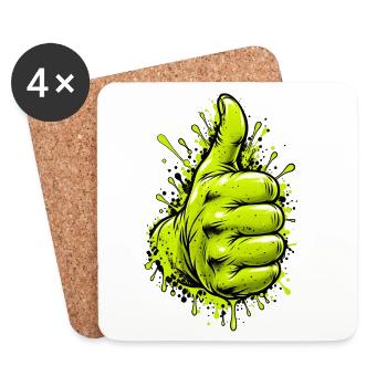 Neon Grüner Daumen Graffiti - Untersetzer (4er-Set) - Weiß - Vorne