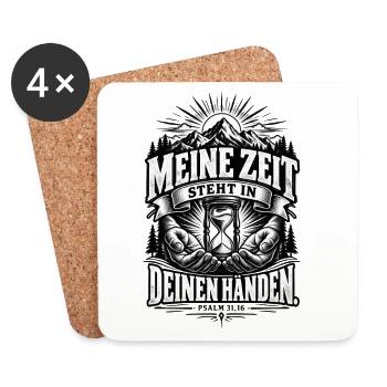 Meine Zeit steht in deinen Händen – Psalm 31,16 - Untersetzer (4er-Set) - Weiß - Vorne