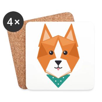 Geometrischer Fuchs - Untersetzer (4er-Set) - Weiß - Vorne