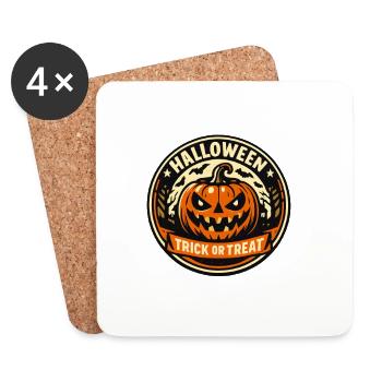 Halloween Kürbis Trick or Treat Sticker - Untersetzer (4er-Set) - Weiß - Vorne