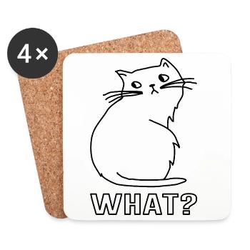 Niedliche Katze What - Untersetzer (4er-Set) - Weiß - Vorne