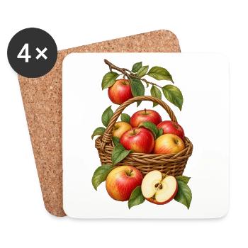 Apfelernte im Garten - Untersetzer (4er-Set) - Weiß - Vorne