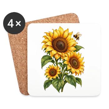 Sonnenblumen Gartenliebe - Untersetzer (4er-Set) - Weiß - Vorne