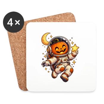 Kürbis-Astronaut - Untersetzer (4er-Set) - Weiß - Vorne