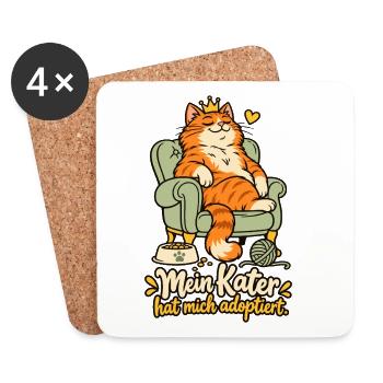 Mein Kater hat mich adoptiert - Untersetzer (4er-Set) - Weiß - Vorne
