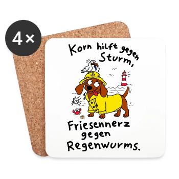 Korn gegen Sturm, Friesennerz gegen Regenwurms - Untersetzer (4er-Set) - Weiß - Vorne