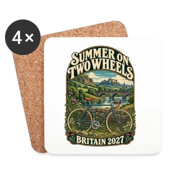 Großbritannien 2027 Sommer zweirädriges Retro-Fahrrad - Untersetzer (4er-Set) - Weiß - Vorne