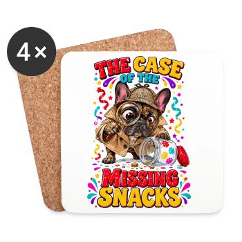  The Case Of Missing Snacks Französische Bulldogge - Untersetzer (4er-Set) - Weiß - Vorne