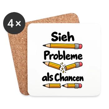 Sieh Probleme als Chancen – Positives Mindset - Untersetzer (4er-Set) - Weiß - Vorne