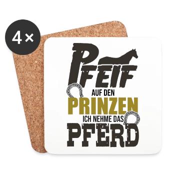 Horse saying "Whistle on the Prince" - Coasters (set of 4) - white - Front