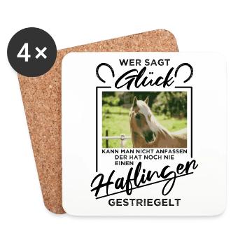 Haflinger Cheval « Chance » - Dessous de verre (lot de 4) - blanc - Devant