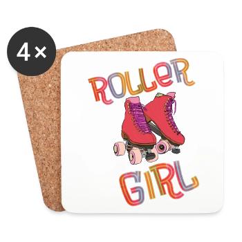 Rollschuh - Roller Girl mit Rollschuhen laufen 80 - Untersetzer (4er-Set) - Weiß - Vorne