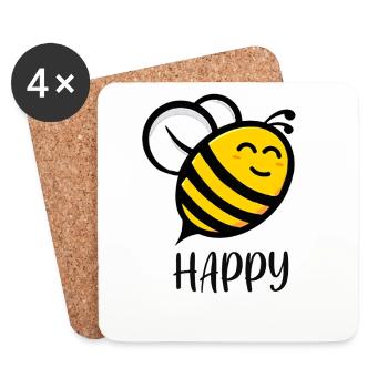 Bee Happy - Coasters (set of 4) - white - Front