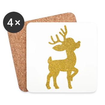 Rentier Rehkitz Weihnachten Geschenk Geschenkidee - Untersetzer (4er-Set) - Weiß - Vorne