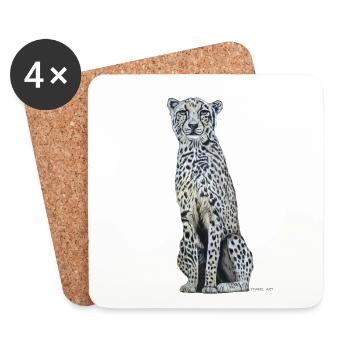 Gepard / Cheetah - Untersetzer (4er-Set) - Weiß - Vorne
