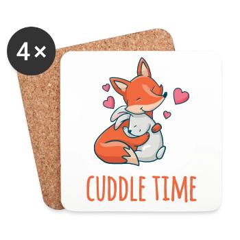 Le renard et le lapin sont amoureux de la Saint-Valentin - Dessous de verre (lot de 4) - blanc - Devant